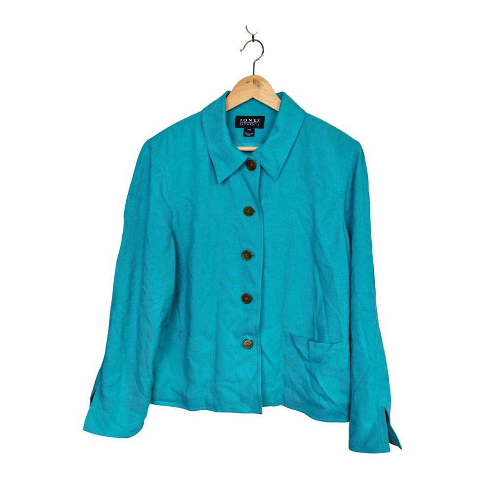 Jones New York Teal Button-Up Lightweight Blazer